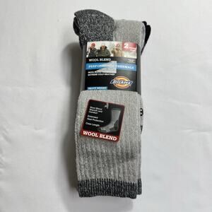 Dickies Wool Blend Performance Thermals Crew Socks 2 Pairs Men's Shoe Size 6-12